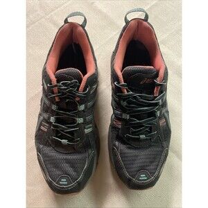 Asics Gel Venture 5 Black Mint Coral Trail Running Shoes Women’s Sz 8